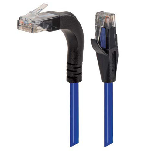 Category 5e Right Angle Patch Cable, Stackable, Blue, 5.0 ft
