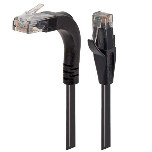 Category 5e Right Angle Patch Cable, Stackable, Black, 5.0 ft