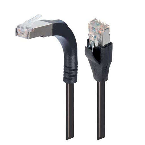 Shielded Category 5e Right Angle Patch Cable, Stackable, Black, 7.0 ft