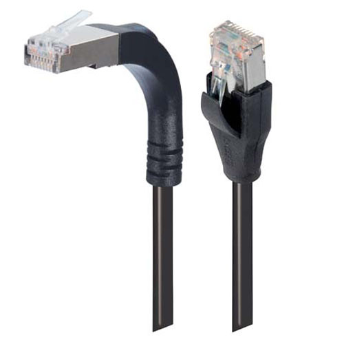 Shielded Category 6 Right Angle Patch Cable, Stackable, Black, 7.0 ft
