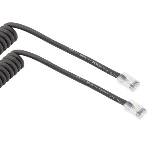 Category 5e Ethernet Coil Cord Assembly, RJ45-RJ45 90D Tangents, UTP 26AWG Stranded High Flex Industrial Polyurethane TPU, Black, 3 to 9F