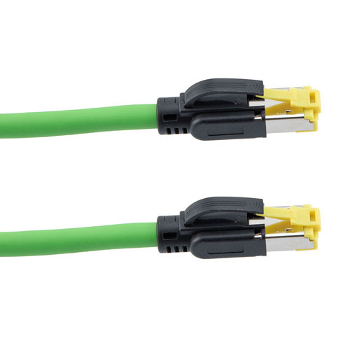Profinet Type B/C Cat6a 4-Pair RJ45-RJ45 Cable SF/UTP Double Shielded 26AWG Stranded Drag Chain HighFlex Industrial Outdoor HFPUR Green 0.5M