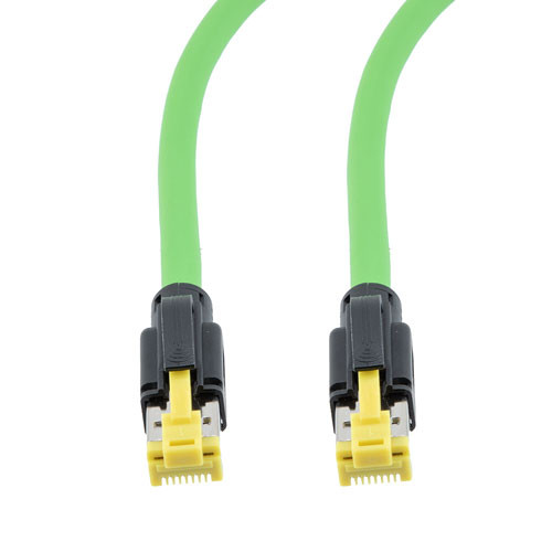 Profinet Type B/C Cat6a 4-Pair RJ45-RJ45 Cable SF/UTP Double Shielded 26AWG Stranded Drag Chain HighFlex Industrial Outdoor HFPUR Green 0.5M