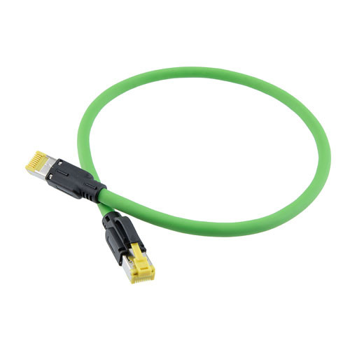 Profinet Type B/C Cat6a 4-Pair RJ45-RJ45 Cable SF/UTP Double Shielded 26AWG Stranded Drag Chain HighFlex Industrial Outdoor HFPUR Green 0.5M