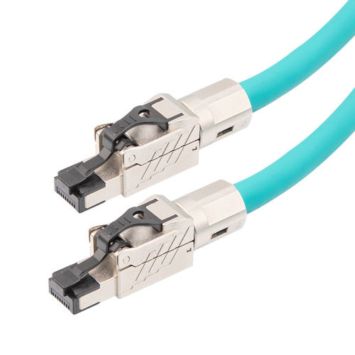 Category 5e Ethernet Cable Assembly, SF/UTP Outdoor Industrial High Flex PLTC-ITC-2463 TPE, RJ45 Male, 22AWG Stranded 600V PoE, Teal, 3FT