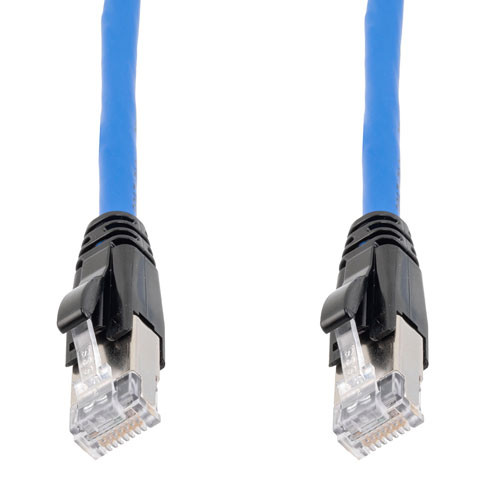 Category 6a 10gig Ethernet Patch Cable, F/UTP Shielded, RJ45, HiTemp 105C CMP Plenum Jacket, 26AWG Stranded Relaxed Style, 300V, Blue, 15F