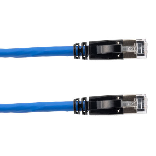 Category 6a 10gig Ethernet Patch Cable, F/UTP Shielded, RJ45, HiTemp 105C CMP Plenum Jacket, 26AWG Stranded Relaxed Style, 300V, Blue, 3F