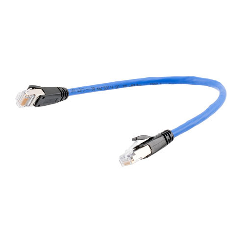 Category 6a 10gig Ethernet Patch Cable, F/UTP Shielded, RJ45, HiTemp 105C CMP Plenum Jacket, 26AWG Stranded Relaxed Style, 300V, Blue, 75F