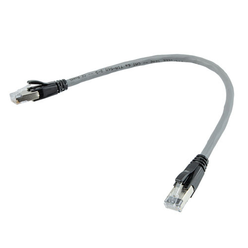 Category 6a 10gig Ethernet Patch Cable, F/UTP Shielded, RJ45, HiTemp 105C CMP Plenum Jacket, 26AWG Stranded Relaxed Style, 300V, Gray, 10F