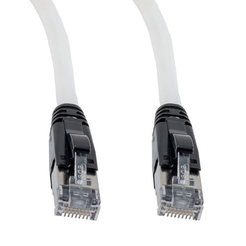 Category 6a 10gig Ethernet Patch Cable, F/UTP Shielded, RJ45, HiTemp 105C CMP Plenum Jacket, 26AWG Stranded Relaxed Style, 300V, White, 2F