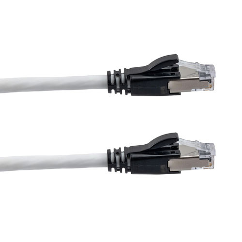 Category 6a 10gig Ethernet Patch Cable, F/UTP Shielded, RJ45, HiTemp 105C CMP Plenum Jacket, 26AWG Stranded Relaxed Style, 300V, White, 7F