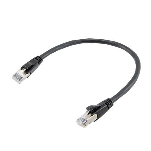 Category 6a 10gig Ethernet Patch Cable, F/UTP Shielded, RJ45, Riser CMR/CMG Jacket, 26AWG Stranded Relaxed Style, 300V, Black, 2FT