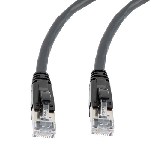 Category 6a 10gig Ethernet Patch Cable, F/UTP Shielded, RJ45, Riser CMR/CMG Jacket, 26AWG Stranded Relaxed Style, 300V, Black, 50FT