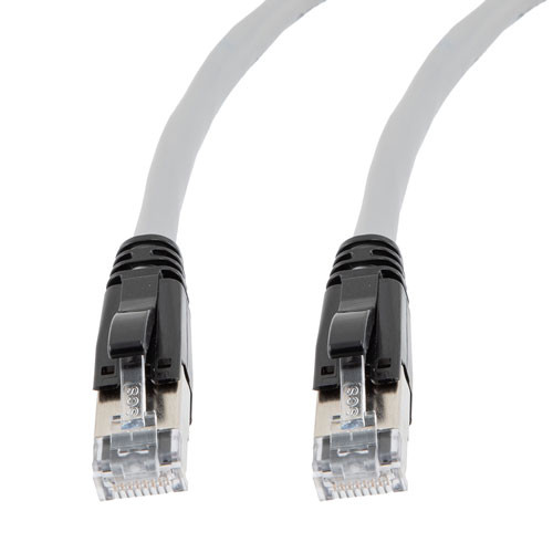 Category 6a 10gig Ethernet Patch Cable, F/UTP Shielded, RJ45, Riser CMR/CMG Jacket, 26AWG Stranded Relaxed Style, 300V, Gray, 7FT