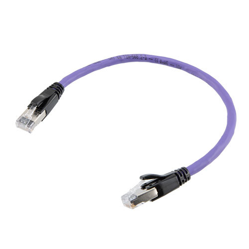 Category 6a 10gig Ethernet Patch Cable, F/UTP Shielded, RJ45, Riser CMR/CMG Jacket, 26AWG Stranded Relaxed Style, 300V, Violet, 7FT