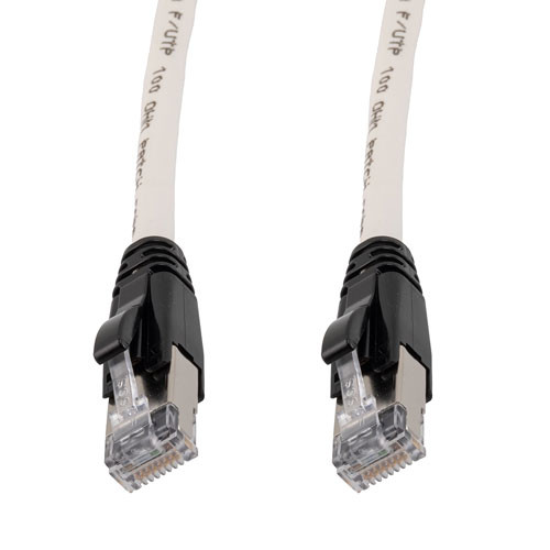 Category 6a 10gig Ethernet Patch Cable, F/UTP Shielded, RJ45, CMR Riser CMG Jacket, 26AWG Stranded Relaxed Style, 300V, White, 50F