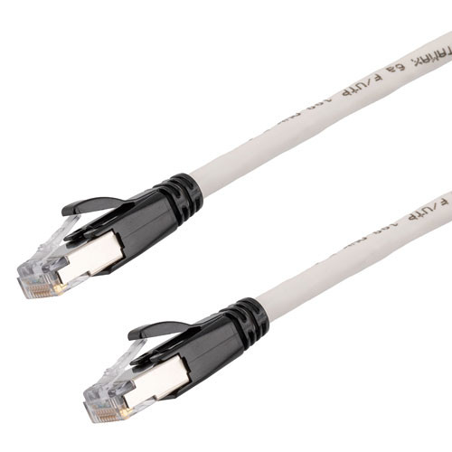 Category 6a 10gig Ethernet Patch Cable, F/UTP Shielded, RJ45, CMR Riser CMG Jacket, 26AWG Stranded Relaxed Style, 300V, White, 75F
