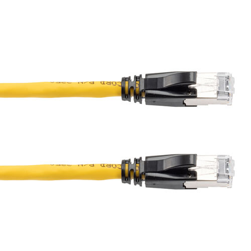 Category 6a 10gig Ethernet Patch Cable, F/UTP Shielded, RJ45, CMR Riser CMG Jacket, 26AWG Stranded Relaxed Style, 300V, Yellow, 25F