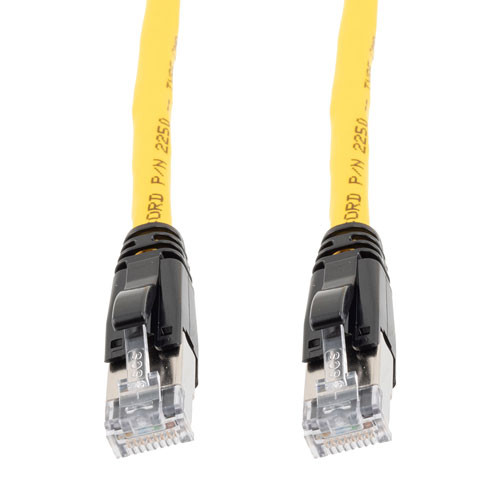 Category 6a 10gig Ethernet Patch Cable, F/UTP Shielded, RJ45, CMR Riser CMG Jacket, 26AWG Stranded Relaxed Style, 300V, Yellow, 25F
