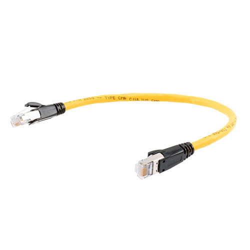 Category 6a 10gig Ethernet Patch Cable, F/UTP Shielded, RJ45, CMR Riser CMG Jacket, 26AWG Stranded Relaxed Style, 300V, Yellow, 75F