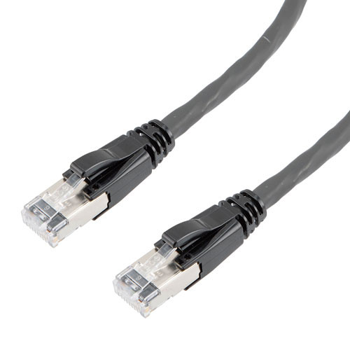 Category 6a 10gig Ethernet Patch Cable, F/UTP Shielded, RJ45, Dual LSZH CM Jacket, 26AWG Stranded Relaxed Style, 300V, Black, 100FT