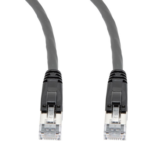 Category 6a 10gig Ethernet Patch Cable, F/UTP Shielded, RJ45, Dual LSZH CM Jacket, 26AWG Stranded Relaxed Style, 300V, Black, 1FT