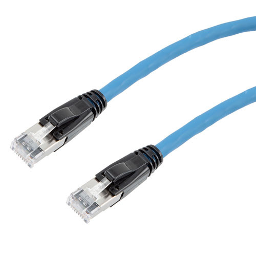 Category 6a 10gig Ethernet Patch Cable, F/UTP Shielded, RJ45, Dual LSZH CM Jacket, 26AWG Stranded Relaxed Style, 300V, Blue, 75FT