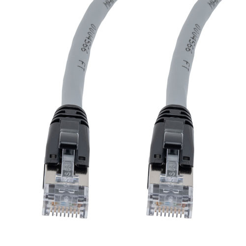 Category 6a 10gig Ethernet Patch Cable, F/UTP Shielded, RJ45, Dual LSZH CM Jacket, 26AWG Stranded Relaxed Style, 300V, Gray, 1FT