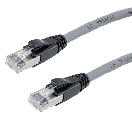 Category 6a 10gig Ethernet Patch Cable, F/UTP Shielded, RJ45, Dual LSZH CM Jacket, 26AWG Stranded Relaxed Style, 300V, Gray, 50FT