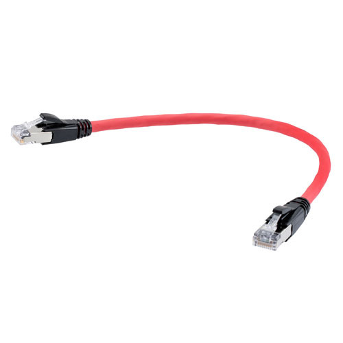 Category 6a 10gig Ethernet Patch Cable, F/UTP Shielded, RJ45, Dual LSZH CM Jacket, 26AWG Stranded Relaxed Style, 300V, Red, 10FT