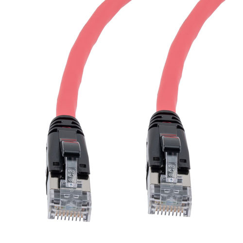 Category 6a 10gig Ethernet Patch Cable, F/UTP Shielded, RJ45, Dual LSZH CM Jacket, 26AWG Stranded Relaxed Style, 300V, Red, 1FT