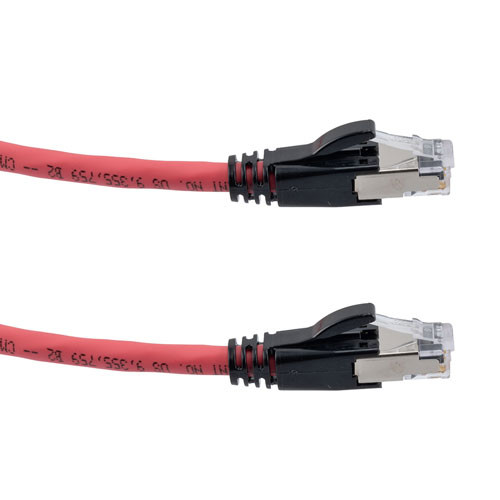 Category 6a 10gig Ethernet Patch Cable, F/UTP Shielded, RJ45, Dual LSZH CM Jacket, 26AWG Stranded Relaxed Style, 300V, Red, 50FT