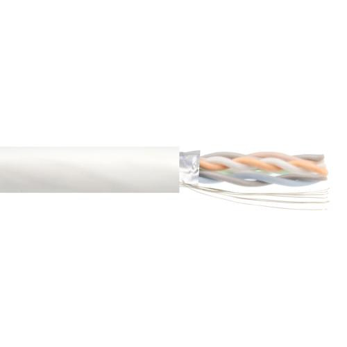 Category 6a 10gig Ethernet Bulk Cable, F/UTP Shielded, +105C Plenum CMP Jacket, 26AWG Stranded Relaxed Patch Style, 300V, White, 1,000Ft