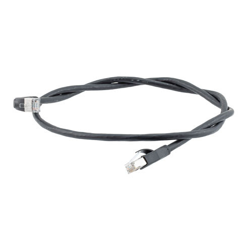 Ethernet 6a 10gig Right-Angle Patch Cable, F/UTP Shielded, 26AWG, RJ45 Straight to Up, LSZH, Black, 15 FT