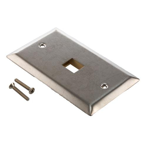 Stainless Steel Wall Plate with 1 Keystone Style Mount Opening