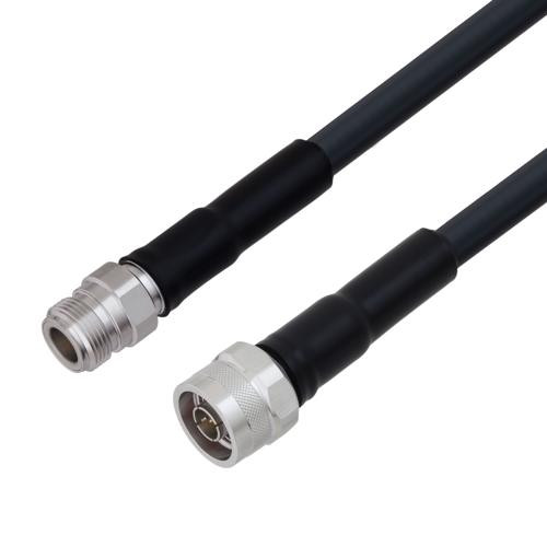 Low Loss N Female to N Male Cable Assembly using LMR-400-UF Coax With Times Microwave Components with HeatShrink - LCCA9953-FT2