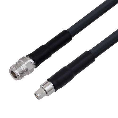Low Loss N Female to SMA Male Cable Assembly using LMR-400-UF Coax With Times Microwave Components with HeatShrink - LCCA9954-FT3