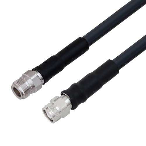 Low Loss N Female to TNC Male Cable Assembly using LMR-400-UF Coax With Times Microwave Components with HeatShrink - LCCA9956-FT3