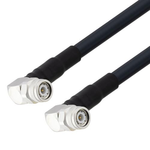 Low Loss TNC Male Right Angle to TNC Male Right Angle Cable Assembly using LMR-400-UF Coax With Times Microwave Components with HeatShrink - LCCA9966-FT2