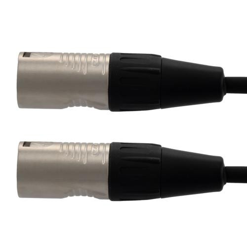XLR Audio Cable, 3 Pin, Male To Male, High-Flex, 24AWG, PVC, Black, 15F