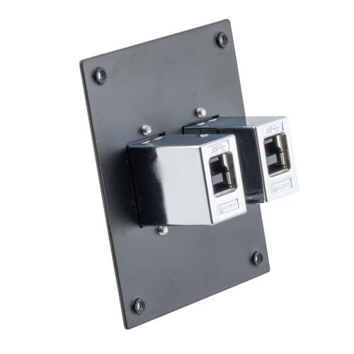 Universal Sub-Panel, with Two USB 3.0 High Retention, A Type Female to B Type Female Couplers, Chrome Plated Shielded ABS, Silver