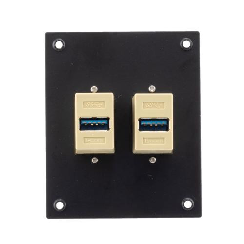 Universal Sub-Panel, with Two USB 3.0, B Type Female to A Type Female Couplers, ABS Housing, Ivory