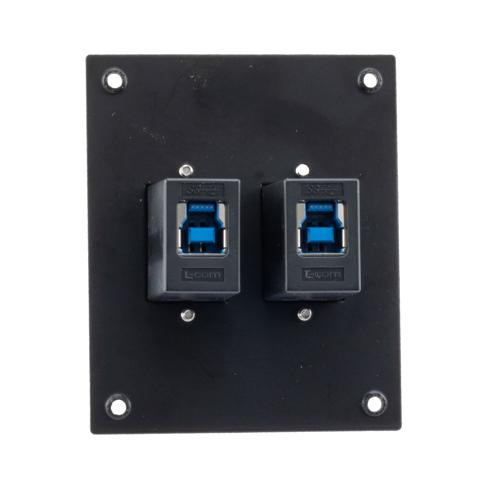 Universal Sub-Panel, with Two USB 3.0, A Type Female to B Type Female Couplers, ABS Housing, Black