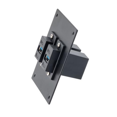 Universal Sub-Panel, with Two USB 3.0, A Type Female to A Type Female Couplers, ABS Housing, Black