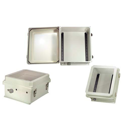 14x12x7 Inch Weatherproof NEMA 4X Windowed Enclosure-DIN Mounting Rails