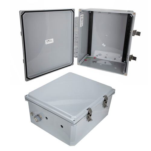 14x12x06 Polycarbonate Weatherproof Outdoor NEMA 4X Enclosure, DIN Rail Mount Dark Gray