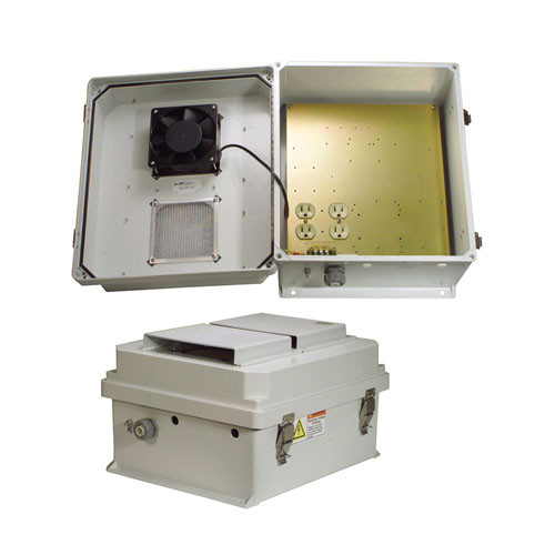 14x12x7 Inch 120 VAC Weatherproof Enclosure with 85° Turn-on Cooling Fan