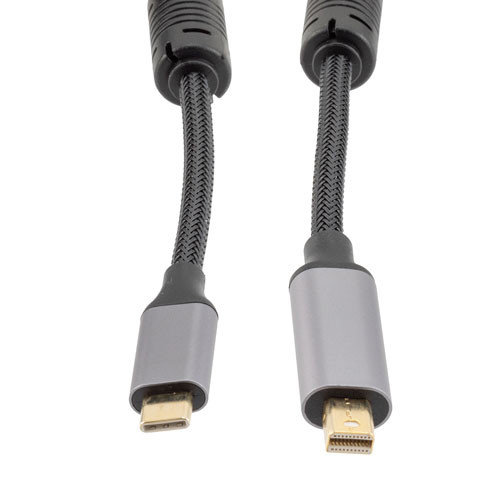 USB to Video Conversion Cable Assembly, USB Type C Male to Mini DisplayPort Male, 4k @ 60Hz, Nylon Braid, Ferrites, 3M