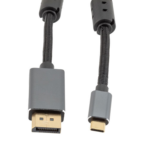 USB to Video Conversion Cable Assembly, USB Type C Male to DisplayPort Male, 8k @ 60Hz, Nylon Braid, Ferrites, 1M