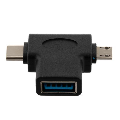 USB T Adapter, A Female to C Male/Micro Male
